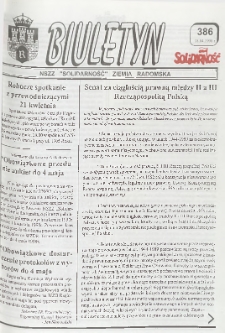 Biuletyn NSZZ "Solidarność" Ziemia Radomska, 1998, nr 386