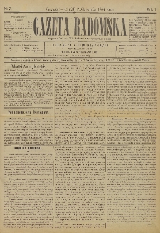 Gazeta Radomska, 1884, R. 1, nr 7