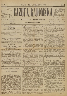 Gazeta Radomska, 1884, R. 1, nr 14