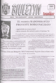 Biuletyn NSZZ "Solidarność" Ziemia Radomska, 1998, nr 395