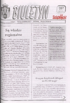 Biuletyn NSZZ "Solidarność" Ziemia Radomska, 1998, nr 397