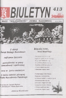 Biuletyn NSZZ "Solidarność" Ziemia Radomska, 1998, nr 413