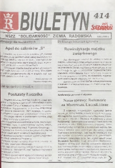 Biuletyn NSZZ "Solidarność" Ziemia Radomska, 1999, nr 414