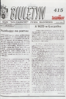 Biuletyn NSZZ "Solidarność" Ziemia Radomska, 1999, nr 415