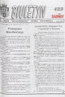 Biuletyn NSZZ "Solidarność" Ziemia Radomska, 1999, nr 423