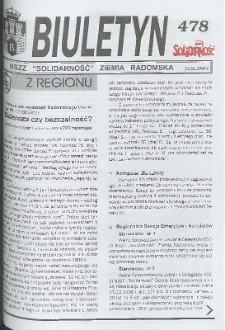 Biuletyn NSZZ "Solidarność" Ziemia Radomska, 2000, nr 478