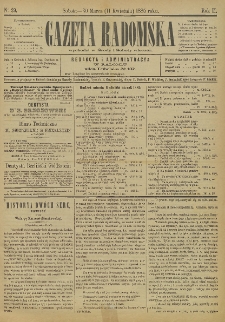 Gazeta Radomska, 1885, R. 2, nr 29