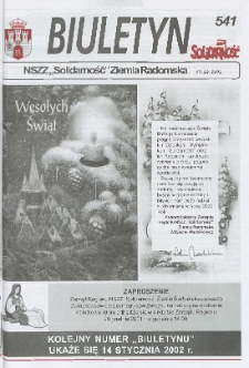 Biuletyn NSZZ "Solidarność" Ziemia Radomska, 2001, nr 541