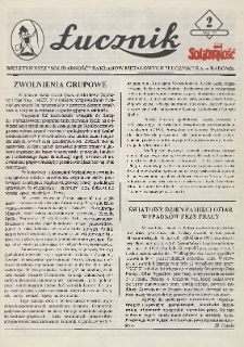 Łucznik : Biuletyn NSZZ "Solidarność" Zakład&oacute;w Metalowych "Łucznik" S.A. w Radomiu, 1995, nr 2