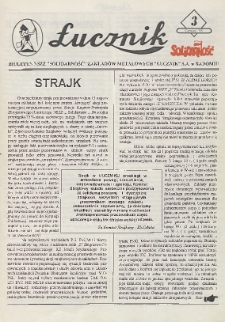Łucznik : Biuletyn NSZZ "Solidarność" Zakładów Metalowych "Łucznik" S.A. w Radomiu, 1995, nr 3