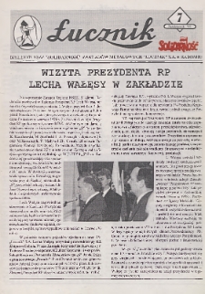 Łucznik : Biuletyn NSZZ "Solidarność" Zakładów Metalowych "Łucznik" S.A. w Radomiu, 1995, nr 7