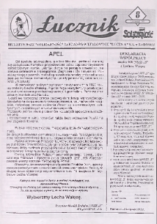 Łucznik : Biuletyn NSZZ "Solidarność" Zakład&oacute;w Metalowych "Łucznik" S.A. w Radomiu, 1995, nr 8