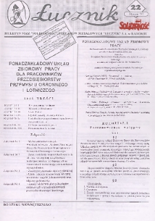 Łucznik : Biuletyn NSZZ "Solidarność" Zakład&oacute;w Metalowych "Łucznik" S.A. w Radomiu, 1997, nr 22