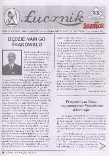 Łucznik : Biuletyn NSZZ "Solidarność" Zakład&oacute;w Metalowych "Łucznik" S.A. w Radomiu, 1997, nr 23