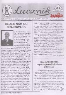 Łucznik : Biuletyn NSZZ "Solidarność" Zakładów Metalowych "Łucznik" S.A. w Radomiu, 1997, nr 23