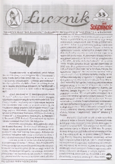 Łucznik : Biuletyn NSZZ "Solidarność" Zakładów Metalowych "Łucznik" S.A. w Radomiu, 1998, nr 33