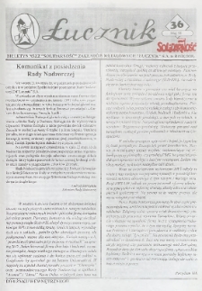 Łucznik : Biuletyn NSZZ "Solidarność" Zakład&oacute;w Metalowych "Łucznik" S.A. w Radomiu, 1998, nr 36