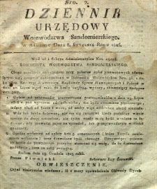 Dziennik Urzędowy Województwa Sandomierskiego, 1826, nr 2