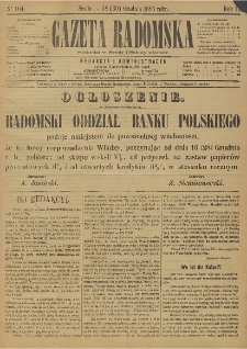 Gazeta Radomska, 1885, R. 2, nr 104
