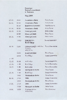 Teatr w Radomiu : repertuar maj 2009
