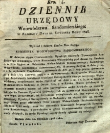 Dziennik Urzędowy Województwa Sandomierskiego, 1826, nr 4