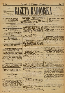 Gazeta Radomska, 1886, R. 3, nr 22