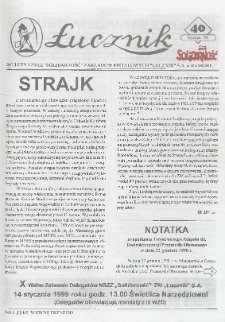 Łucznik : Biuletyn NSZZ "Solidarność" Zakładów Metalowych "Łucznik" S.A. w Radomiu, 1999, nr 40