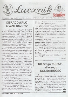 Łucznik : Biuletyn NSZZ "Solidarność" Zakład&oacute;w Metalowych "Łucznik" S.A. w Radomiu, 1999, nr 41