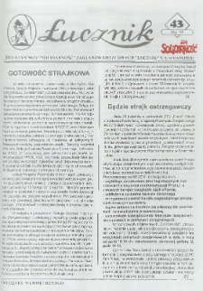 Łucznik : Biuletyn NSZZ "Solidarność" Zakład&oacute;w Metalowych "Łucznik" S.A. w Radomiu, 1999, nr 43