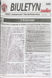 Biuletyn NSZZ "Solidarność" Ziemia Radomska, 2002, nr 545