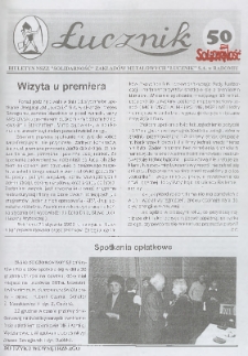 Łucznik : Biuletyn NSZZ "Solidarność" Zakład&oacute;w Metalowych "Łucznik" S.A. w Radomiu, 2000, nr 50
