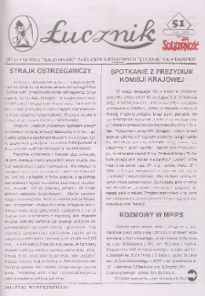Łucznik : Biuletyn NSZZ "Solidarność" Zakładów Metalowych "Łucznik" S.A. w Radomiu, 2000, nr 51