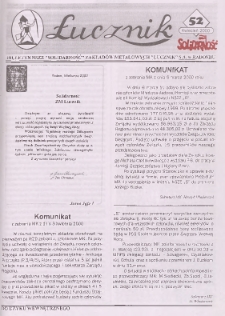 Łucznik : Biuletyn NSZZ "Solidarność" Zakład&oacute;w Metalowych "Łucznik" S.A. w Radomiu, 2000, nr 52