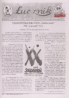 Łucznik : Biuletyn NSZZ "Solidarność" Zakładów Metalowych "Łucznik" S.A. w Radomiu, 2000, nr 56