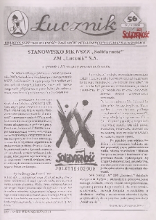 Łucznik : Biuletyn NSZZ "Solidarność" Zakład&oacute;w Metalowych "Łucznik" S.A. w Radomiu, 2000, nr 56