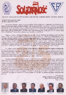 Solidarność : Buletyn okolicznościowy komisji zakładowej fabryki broni Łucznik - Radom