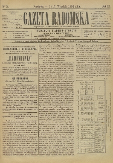 Gazeta Radomska, 1886, R. 3, nr 74