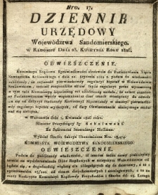 Dziennik Urzędowy Województwa Sandomierskiego, 1826, nr 17