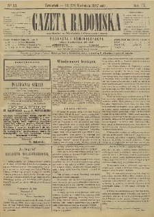 Gazeta Radomska, 1887, R. 4, nr 33