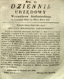 Dziennik Urzędowy Województwa Sandomierskiego, 1826, nr 20