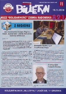 Biuletyn NSZZ "Solidarność" Ziemia Radomska, 2019, nr 821
