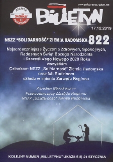 Biuletyn NSZZ "Solidarność" Ziemia Radomska, 2019, nr 822