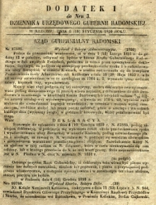 Dziennik Urzędowy Gubernii Radomskiej, 1851, nr 3, dod. I