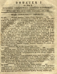 Dziennik Urzędowy Gubernii Radomskiej, 1851, nr 5, dod. I