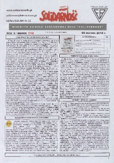 Solidarność : Biuletyn Komisji Zakladowej NSZZ "Solidarność", 2018, R. 8, nr 118