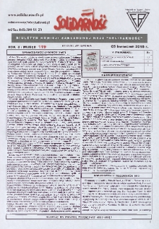 Solidarność : Biuletyn Komisji Zakladowej NSZZ "Solidarność", 2018, R. 8, nr 119