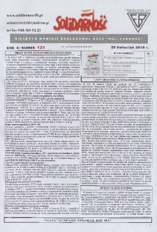 Solidarność : Biuletyn Komisji Zakladowej NSZZ "Solidarność", 2018, R. 8, nr 121
