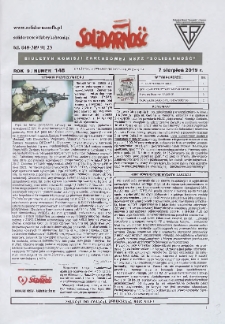 Solidarność : Biuletyn Komisji Zakladowej NSZZ "Solidarność", 2019, R. 9, nr 148