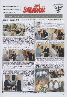 Solidarność : Biuletyn Komisji Zakladowej NSZZ "Solidarność", 2019, R. 9, nr 149