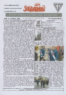 Solidarność : Biuletyn Komisji Zakladowej NSZZ "Solidarność", 2019, R. 9, nr 152